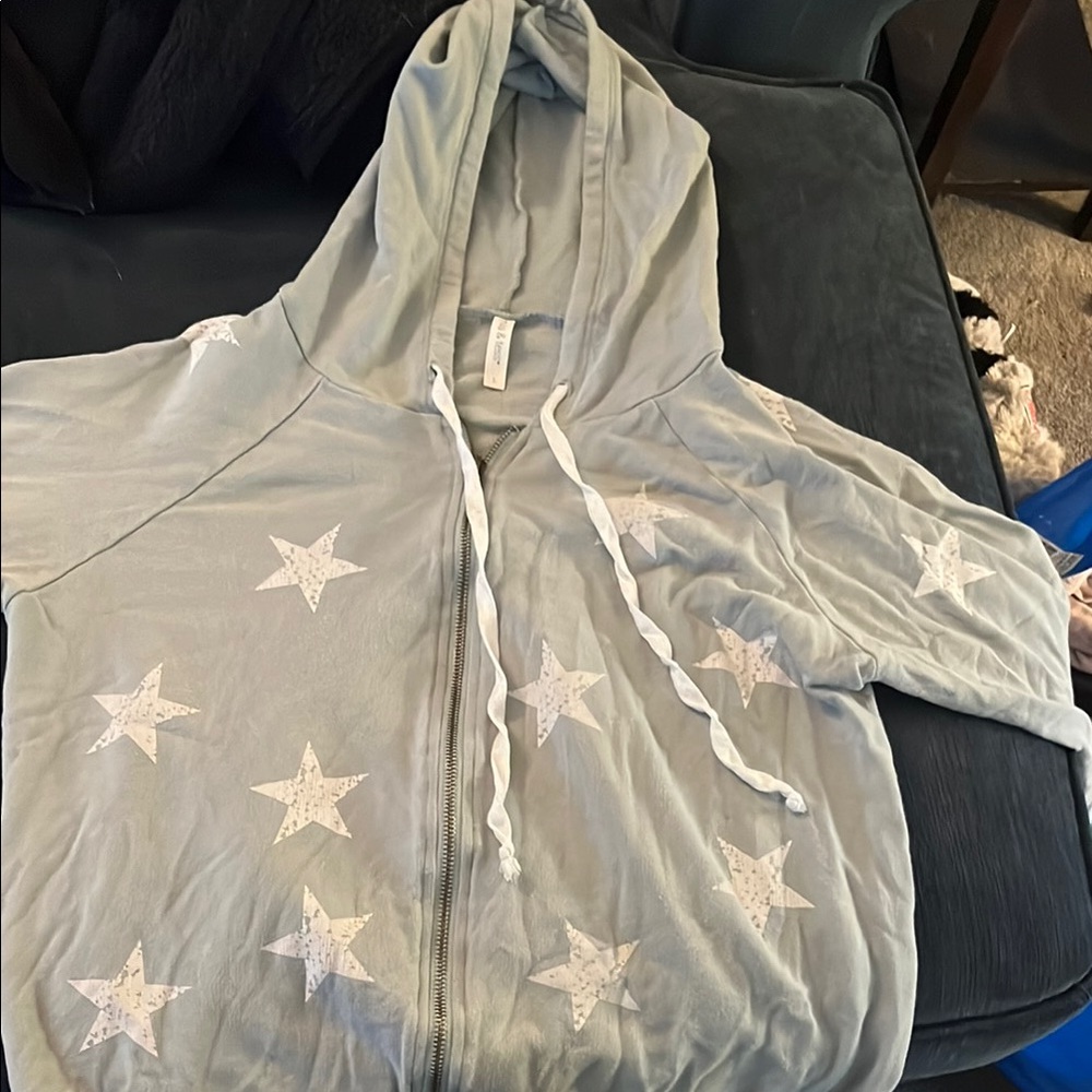 Star Patterned Zip-Up Hoodie